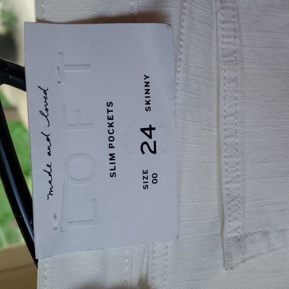 Loft Made and Loved Slim Pockets Skinny Button Seams White Sz. 24/00 - Picture 3 of 16